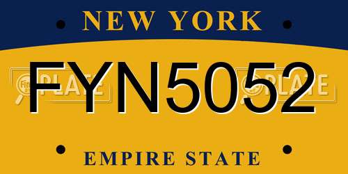 FYN5052 New York License Plate