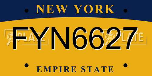 FYN6627 New York License Plate