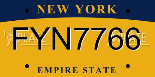 FYN7766 New York License Plate