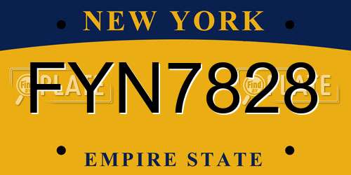 FYN7828 New York License Plate