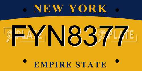 FYN8377 New York License Plate