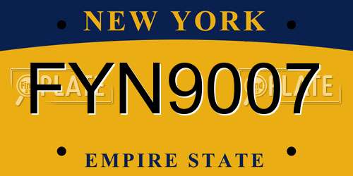FYN9007 New York License Plate