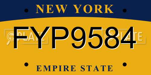 FYP9584 New York License Plate