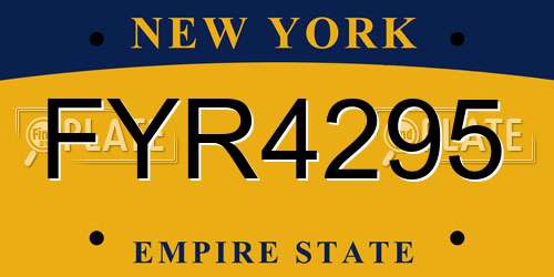FYR4295 New York License Plate