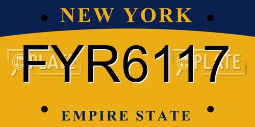 FYR6117 New York License Plate