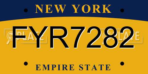 FYR7282 New York License Plate