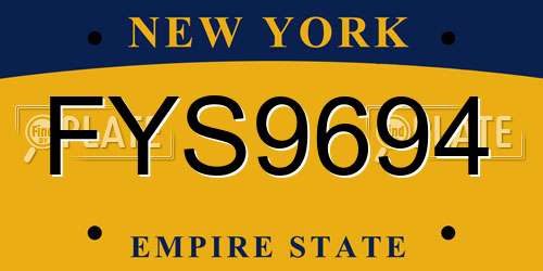 FYS9694 New York License Plate