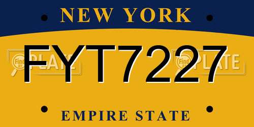 FYT7227 New York License Plate
