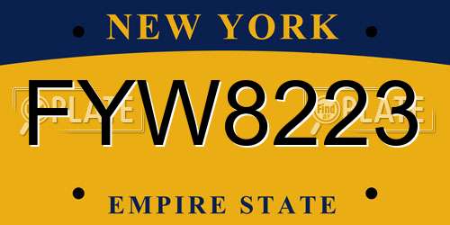 FYW8223 New York License Plate