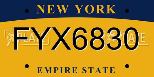 FYX6830 New York License Plate