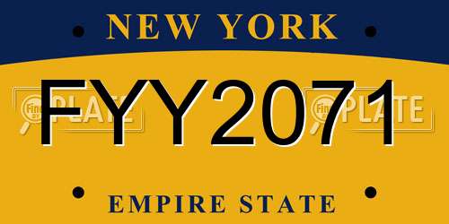 FYY2071 New York License Plate