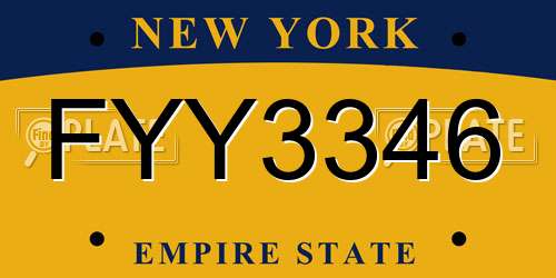 FYY3346 New York License Plate