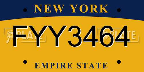 FYY3464 New York License Plate