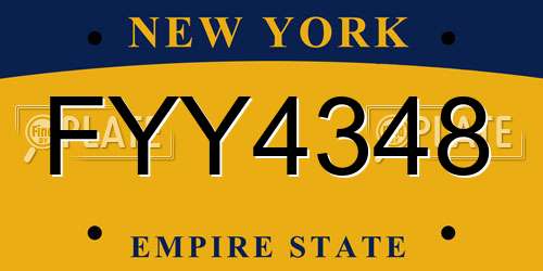 FYY4348 New York License Plate