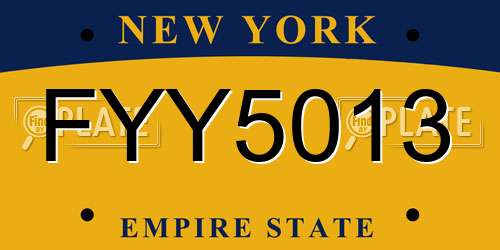 FYY5013 New York License Plate