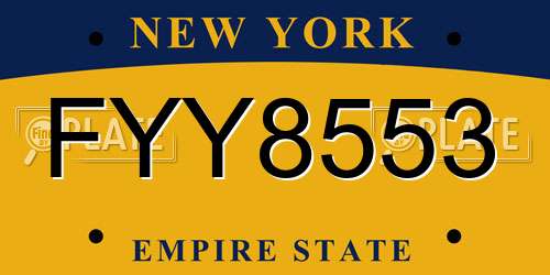 FYY8553 New York License Plate