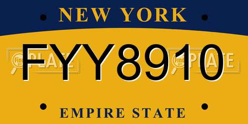 FYY8910 New York License Plate