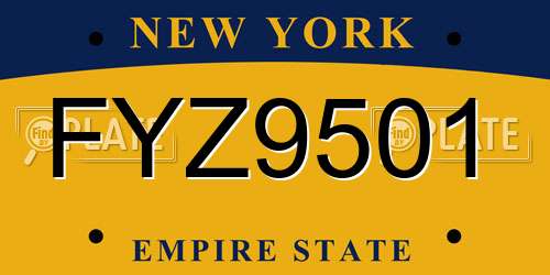 FYZ9501 New York License Plate