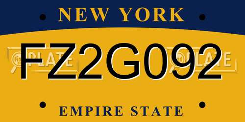 FZ2G092 New York License Plate