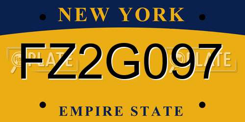 FZ2G097 New York License Plate
