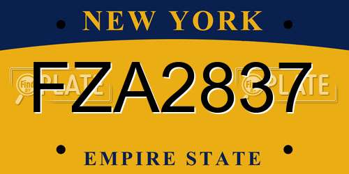 FZA2837 New York License Plate