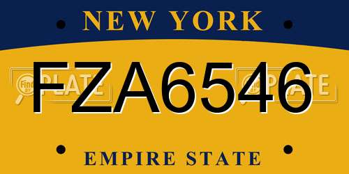 FZA6546 New York License Plate