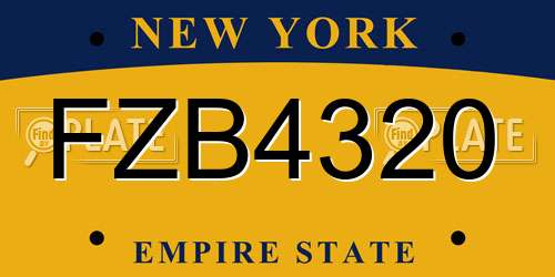 FZB4320 New York License Plate