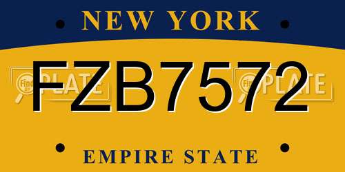 FZB7572 New York License Plate