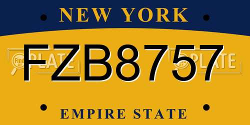 FZB8757 New York License Plate