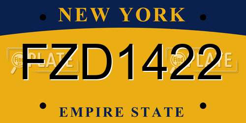 FZD1422 New York License Plate