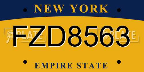 FZD8563 New York License Plate