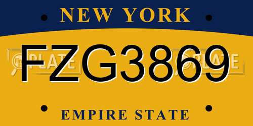 FZG3869 New York License Plate