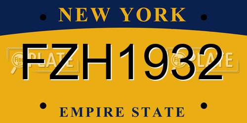 FZH1932 New York License Plate