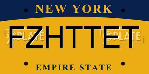 FZHTTET New York License Plate