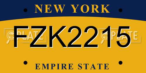 FZK2215 New York License Plate