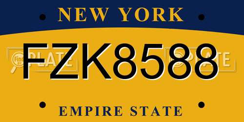 FZK8588 New York License Plate