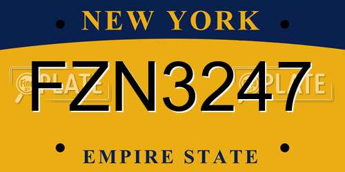 FZN3247 New York License Plate