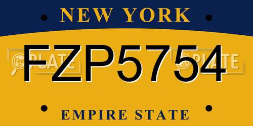 FZP5754 New York License Plate