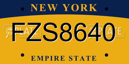 FZS8640 New York License Plate