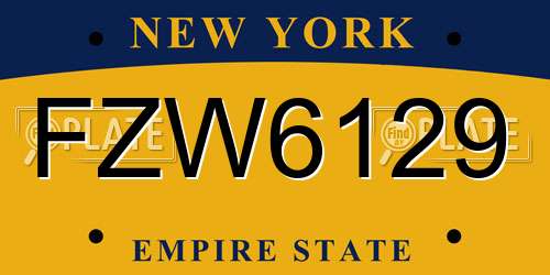 FZW6129 New York License Plate