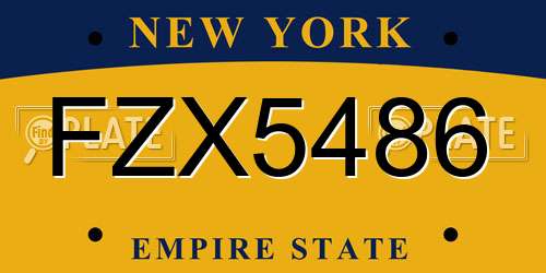 FZX5486 New York License Plate