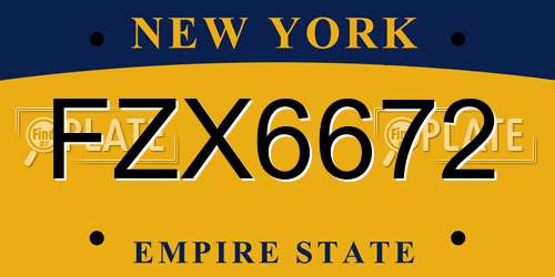 FZX6672 New York License Plate