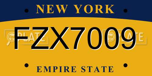 FZX7009 New York License Plate