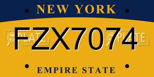 FZX7074 New York License Plate