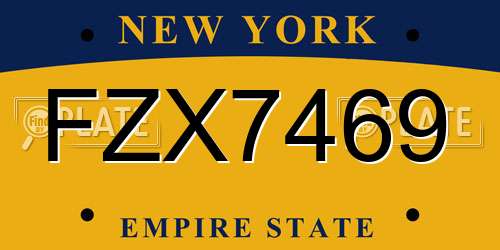 FZX7469 New York License Plate