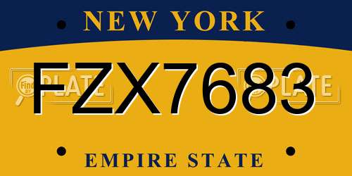 FZX7683 New York License Plate