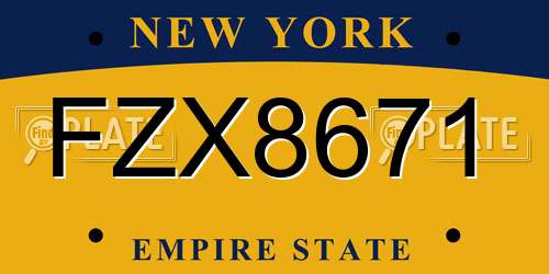FZX8671 New York License Plate