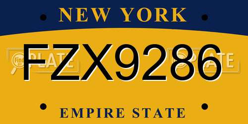 FZX9286 New York License Plate
