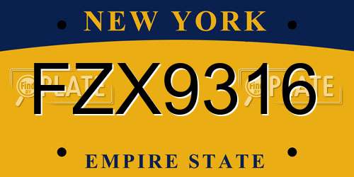 FZX9316 New York License Plate