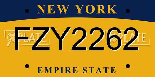 FZY2262 New York License Plate